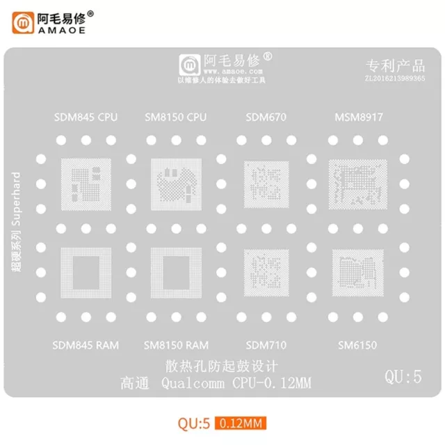 Amaoe BGA Reballing Stencil QU5 fo SDM670 710 845 MSM8917 SM6150 8150 Steel Mesh
