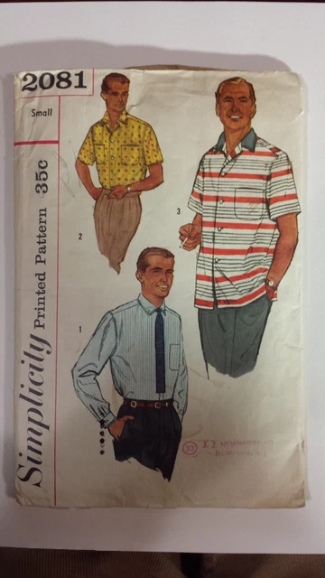 Simplicity 2081 men's small shirt pattern from 1957 cut