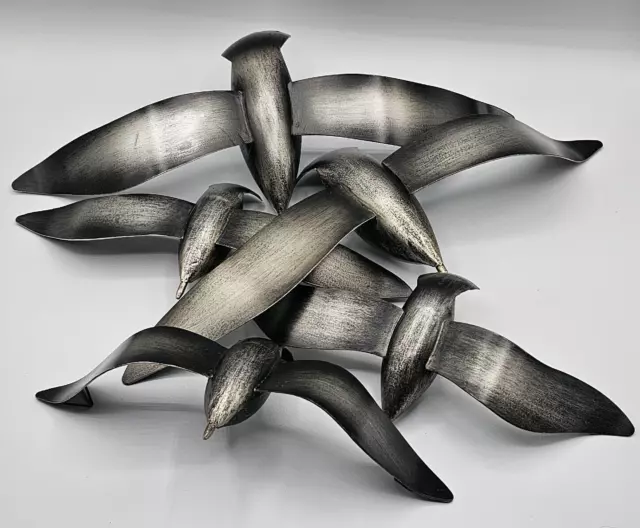 Flock of Metal Seagulls in flight Art Sculpture Ocean Beach Wall Decor Set of 5
