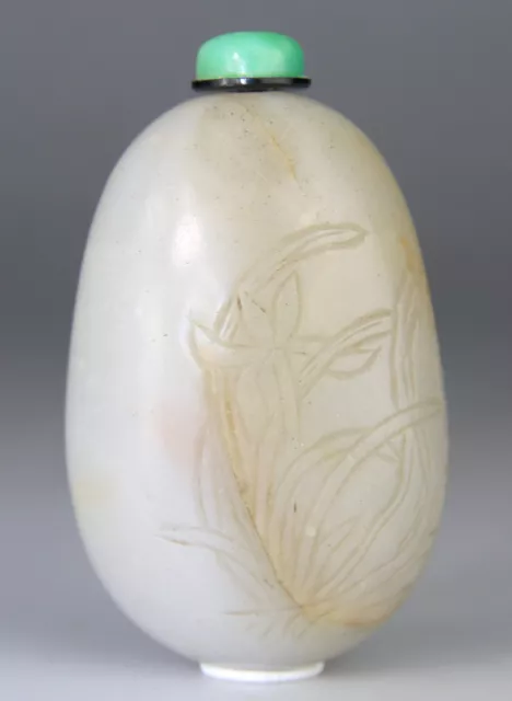 Antique Chinese Jade White Nephrite Snuff Bottle Qing Period - Qing 18Th 19Th