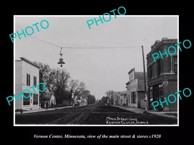 OLD LARGE HISTORIC PHOTO OF VERNON CENTER MINNESOTA THE MAIN St & STORES c1920