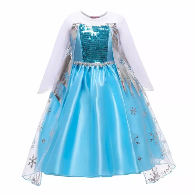 Costume Halloween Regina delle Nevi Anna Frozen Principessa Elsa Abito Ragazze Festa Cosplay 8