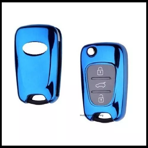 Blue Key Cover For Hyundai I10 I20 I30 Ix20 Ix35 3 Button Case Fob TPU t30blu