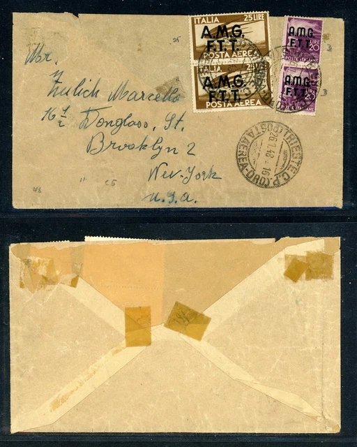 AMG-FTT Postal History LOT #3 1948 90L TRIESTE - BROOKLYN NY $$$