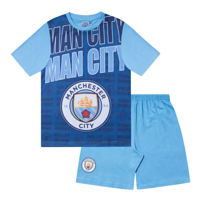 Manchester City Boys Pyjamas Short Kids OFFICIAL Football Gift