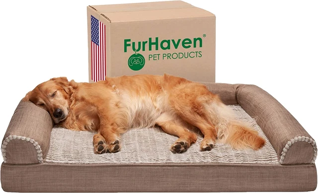 Furhaven XL Orthopedic Dog Bed Luxe Faux Fur Woodsmoke, Jumbo (X-Large)