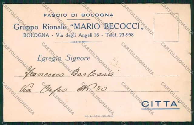 Bologna città Militari fascismo cartolina QQ9136