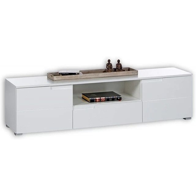 LARGE WHITE GLOSS Lowboard TV Stand Sideboard SPICE Entertainment