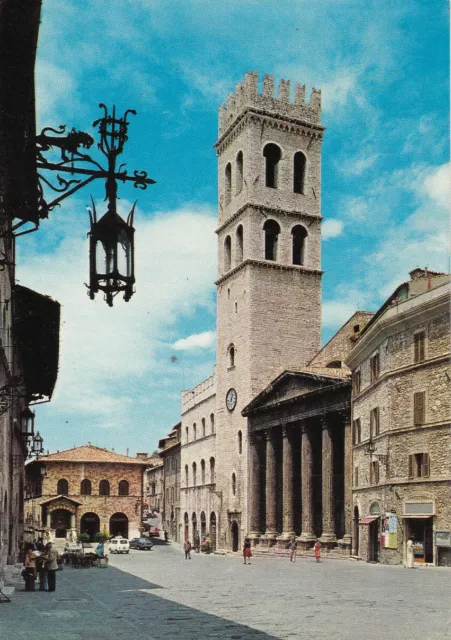 Cartolina Assisi Piazza Del Comune Tempio Di Minerva Animata 1976 Unica Su Ebay