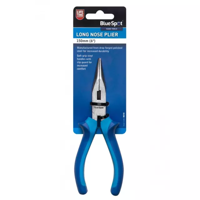 BlueSpot Long Nose Plier Soft Grip Vinyl Handles With Slip Guard 150mm (6")