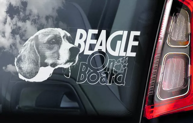 BEAGLE Car Sticker, English Hound Dog Window Bumper Sign Decal Gift Pet - V02