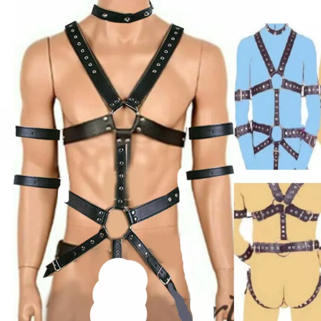 Punk Herren PU Leder-Harness restraint Brustgurt Körper Geschirr  Verstellbar