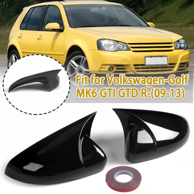 For VW Golf MK6 GTI GTD R 2009-13 GLOSS BLACK Color DOOR WING MIRROR COVER CAPS