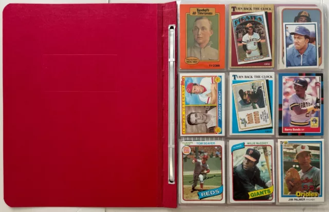 All Hall of Famers Baseball Trading Cards In Notebook 1980s to 1990s Lot of 54