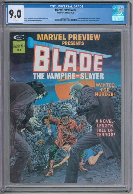 Marvel Preview 3 CGC Graded 9.0 VF/NM Early Blade 1st Afari Marvel Comics 1975