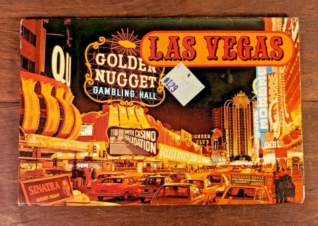 Las Vegas Postcard Book Album Vintage Photos 70s 80s Foldout Cars Casino Sinatra