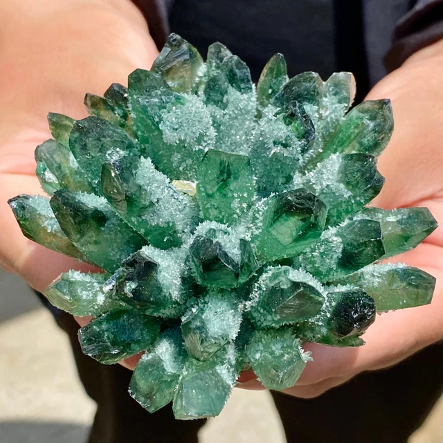 363G  New Find Green Phantom Quartz Crystal Cluster Mineral Specimen Healing
