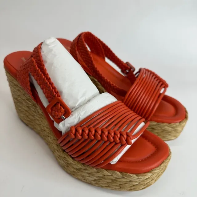 Paloma Barcelo Womens Masie Platform Sandals Red Slingback Espadrille 8.5 New
