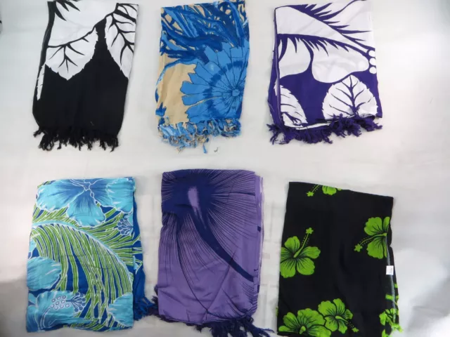 lot of 5 aloha floral seashell palm sun face sarong wholesale womens resort wear