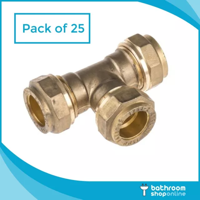 8mm | 10mm | 15mm | 22mm | 28mm Brass Compression Fittings – Equal Tee (25 Pack)
