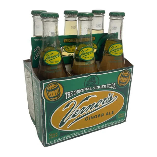 Vernor's Ginger Ale Soda 2000 Limited Edition 12 oz Glass Bottle 6 Pack