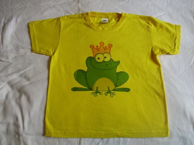 Rana King T-Shirt Per Giovane Ragazzi Carino Kawaii Kitsch Funny Verde Con Crown