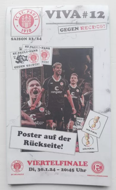 FC ST. PAULI  STADIONZEITUNG 2023/24 VIVA #12 mit POSTER DFB POKAL -  DÜSSELDORF