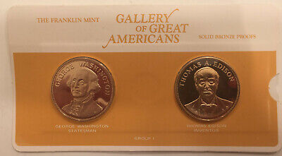 Franklin Mint Gallery of Great Americans Bronze 1970 George Washington, Edison