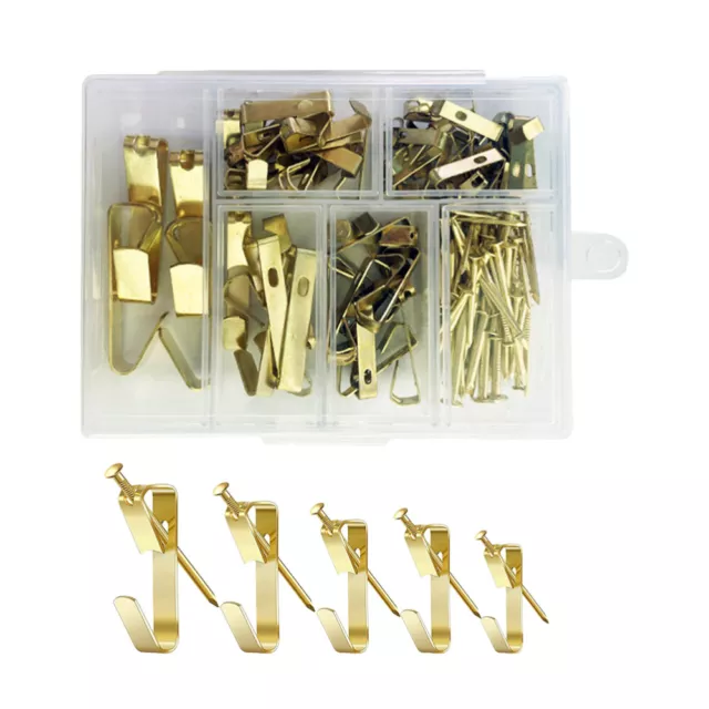 130 Pcs Picture Hangers Nails Photo Frame Wall Hook Hanging Canvas Framing Kit