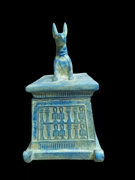 Ancient Egyptian Antiquities Bc God Anubis Statue Seated With Egypt Inscriptions