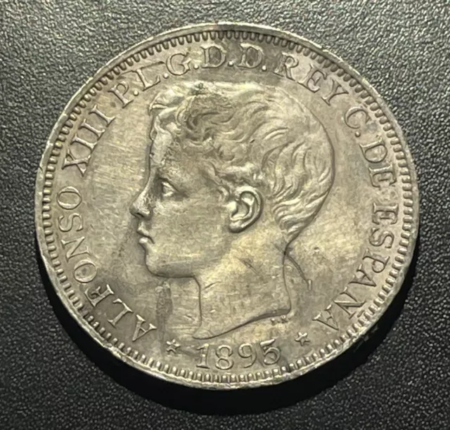 Puerto Rico 1895PGV Peso Silver Coin: see description