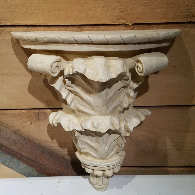 ART DECO RESIN Wall Hanging Shelf Ornate Leaf Display Shabby Chic