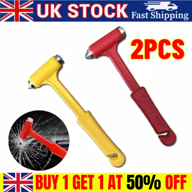 2x Emergency Car Safety Escape Hammer Seat Belt Window Glass Breaker Cutter Tool