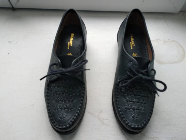 Chaussures Femme En Cuir Bleu Marine à Lacets - Derby Avec Talon 3 Cm - Taille 37 - Damart