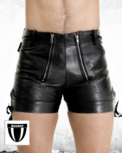 Bockle® Pants kurze schwarz Gay CSD Herren Lederhose Oktoberfest Shorts Sexy