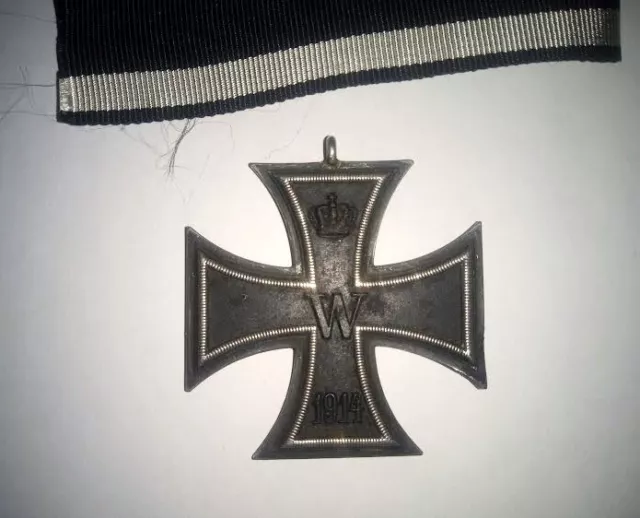 WWI Combat German Iron Cross 2nd Class Medal with UV Ribbon and No Ring...
