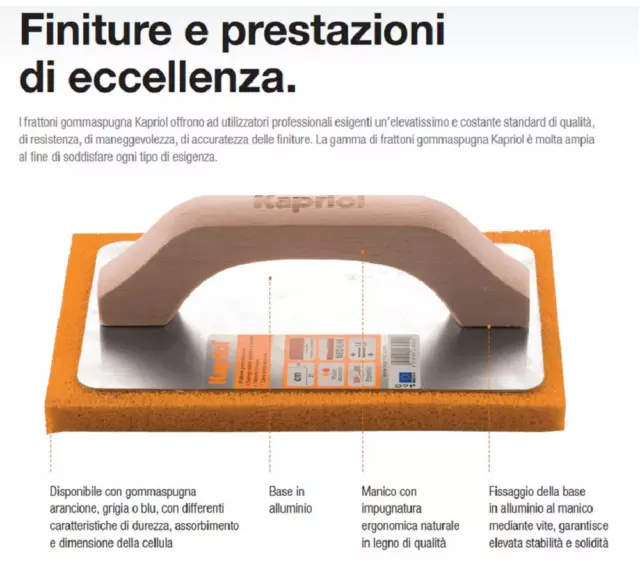 Frattone Kapriol In Spugna  Manico In Legno Intonaco Edilizia Muratura