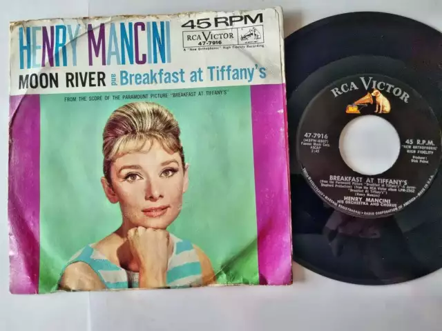 Henry Mancini - Moon river/ Breakfast at Tiffany's 7'' Vinyl US AUDREY HEPBURN