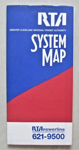 VINTAGE CLEVELAND RTA Transit System Map Guide Bus Trolley Subway ...