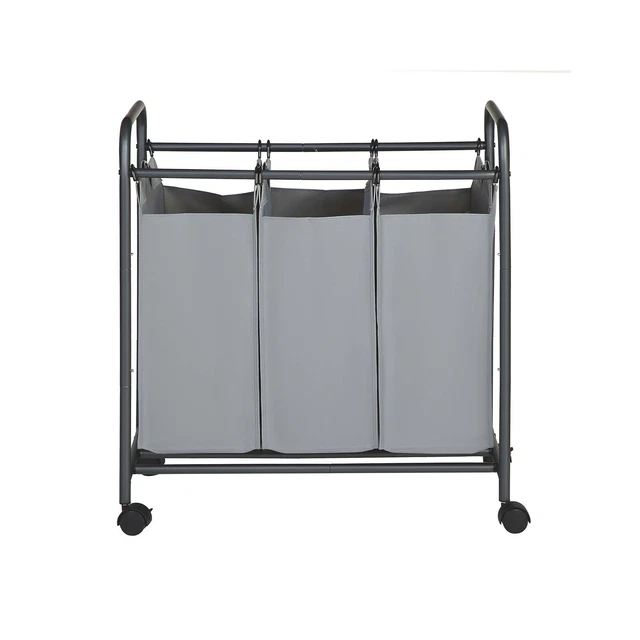 ELYKEN Carrello Portabiancheria Con Ruote – 83 Cm Altezza, Struttura In Metallo, Cesto 118L Con Borsa Rimovibile E 4 Ruote (2 Con Freni)