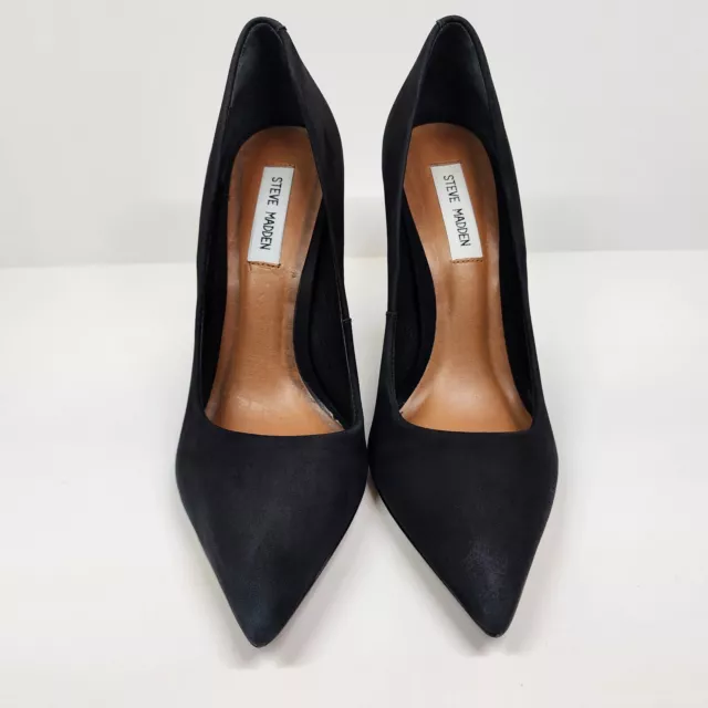 Steve Madden Primpy Black Nubuck Leather Block Heel Women's Pumps 10M