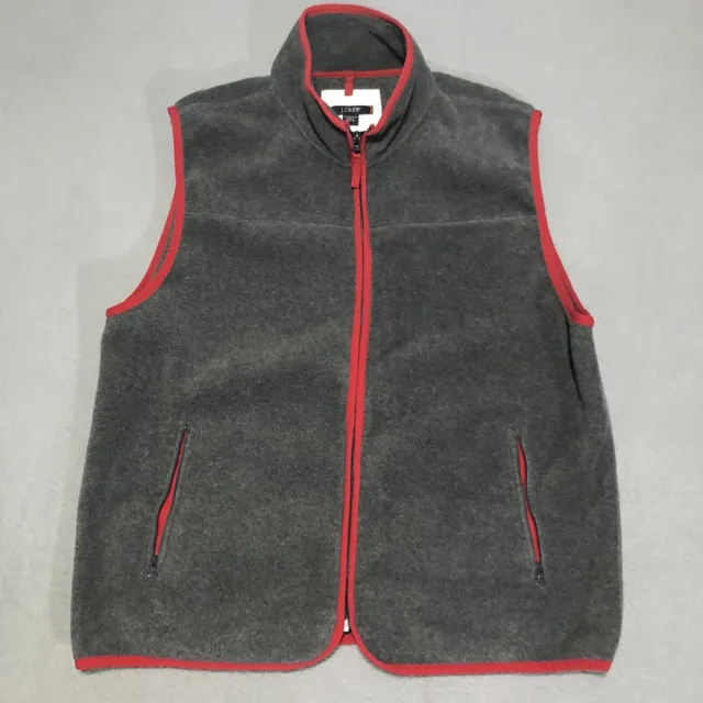 MENS J.CREW GRAY Red Trim Fleece Vest Golf Casual XL $29.99 - PicClick