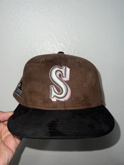 Exclusive New Era Seattle Mariners MLB Club Hat Sz 7 3/8 Pink UV Mag park Suede
