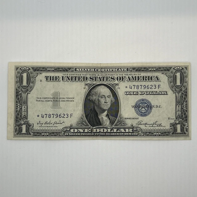 Series 1935 E Blue Seal $1.00 One Dollar Silver Certificate Star Note Crisp 23