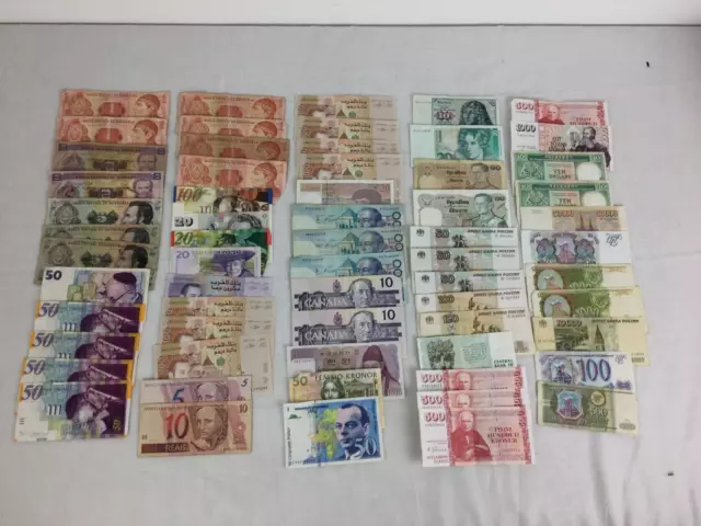 Bundle Of Foreign Banknotes World Currency Used F2