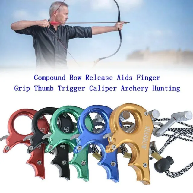 Compound Bow Release Aid 3  Finger Grip Thumb Trigger Caliper Archery Hunting