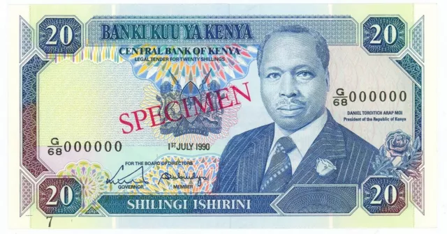 Kenya 20 Shillings 1990 Specimen P# 25cs UNC G68