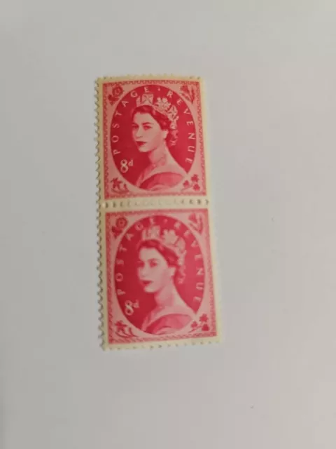 Queen Elizabeth Ii Postage 8D Red Stamp X2