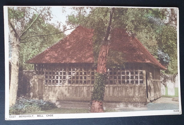 Unposted Vintage Photochrom Co Colour Postcard - Bell Cage, East Bergholt b2