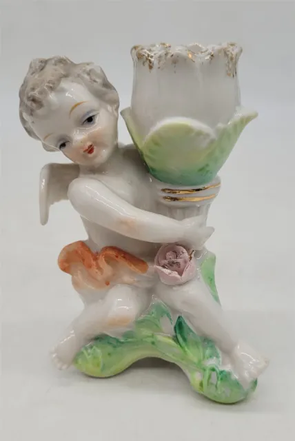 ThriftCHI ~ Porcelain Child Angel Candle Holder Figurine Vintage